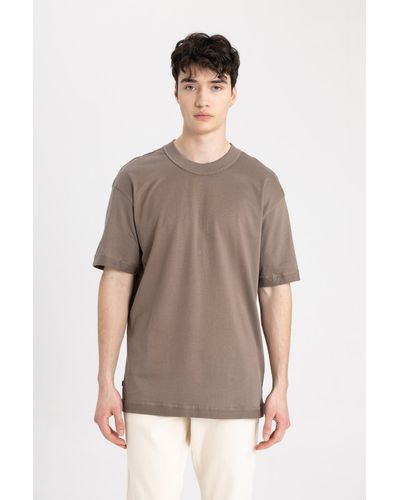 Defacto T-shirt regular fit - Braun