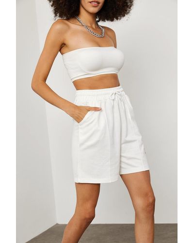 XHAN E shorts mit elastischem bund und taschen -01 - Weiß