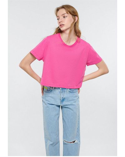 Mavi Crop basic t-shirt crop / short cut-71095 - Pink