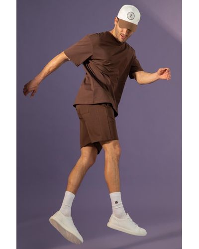 Defacto Gestrickte shorts aus 100 % baumwolle mit normaler passform - Lila