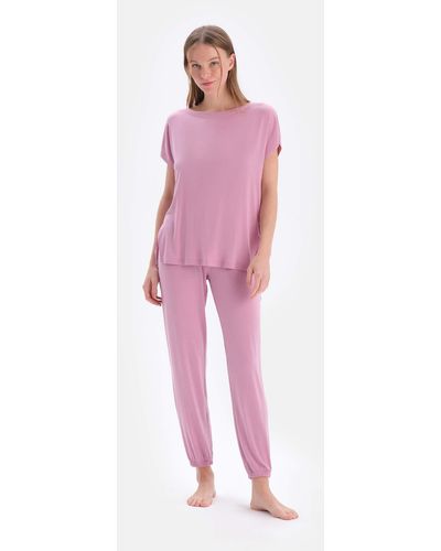 Dagi Pyjama set unifarben - Pink