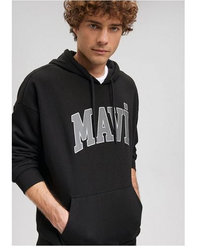 Mavi Es kapuzen-sweatshirt mit logo-print -902 - Schwarz
