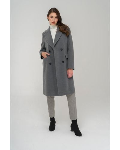 Olcay Zweireihiger mantel mit pattentasche - Grau