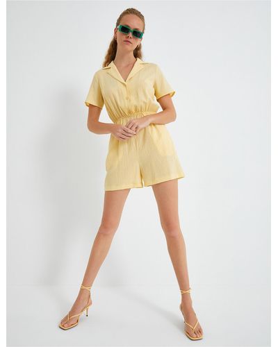 Koton Overall mit hemdkragen und popeline-shorts - Gelb