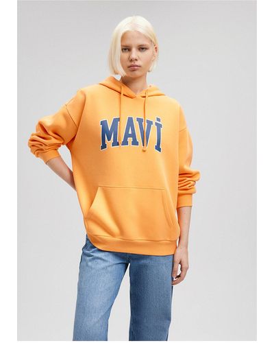Mavi Farbenes kapuzensweatshirt mit logoaufdruck-71407 - Orange