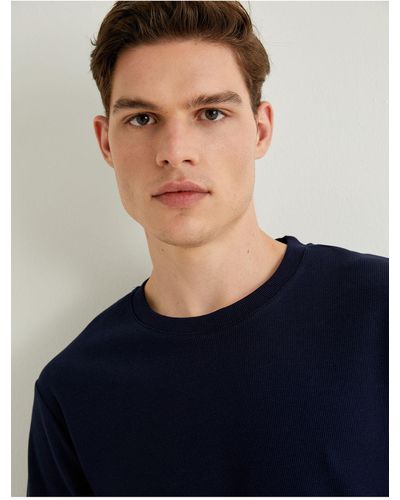 Koton T-shirt aus baumwolle mit rundhalsausschnitt und kordelzug kurzärmlig - Blau