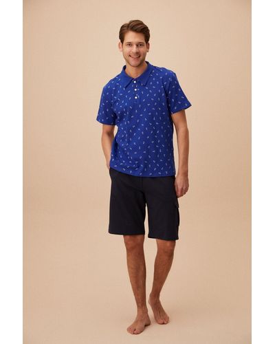 SUWEN Ozean-shorts-set - Blau