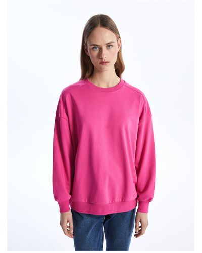 LC Waikiki Übergroßes sweatshirt mit rundhalsausschnitt - Pink