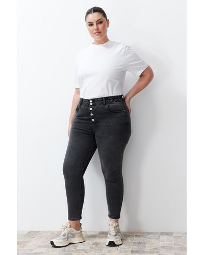 Trendyol E, dehnbare skinny-jeans mit elastischem bund tbsss24cj00031 - Schwarz