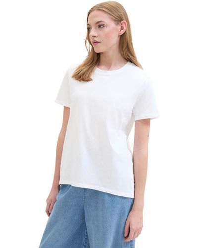 Tom Tailor Lockeres t-shirt mit high-low - Weiß