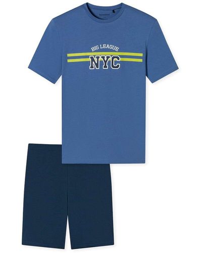 Schiesser Jungen schlafanzug-set, 2-tlg. kurz, kinder, baumwolle, motiv - Blau