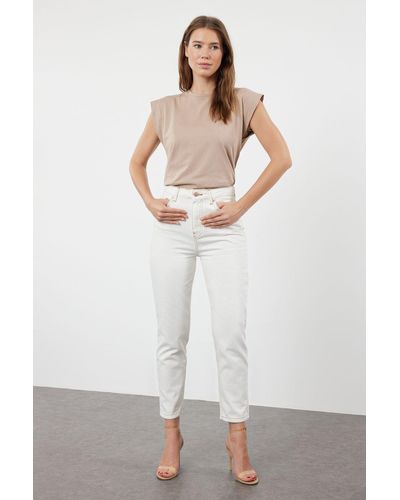 Trendyol E mom-jeans mit hoher taille - Weiß