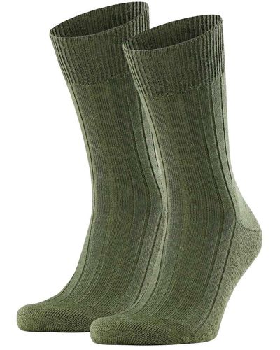 FALKE Socken 2er pack teppich im schuh, merinowolle, unifarben - Grün