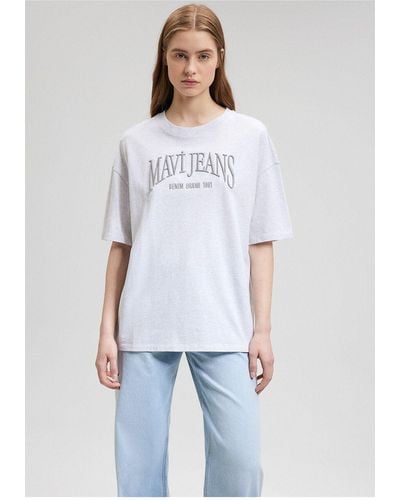 Mavi Jeans bedrucktes es t-shirt übergröße / weiter schnitt-87033 - Weiß