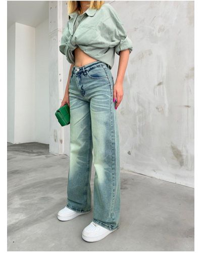 BİKELİFE Bikelife jeans im vintage-stil mit hoher taille und weitem bein in hellem effekt - Blau