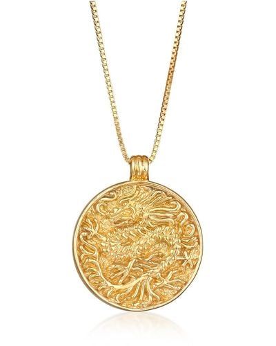 Elli Jewelry Halskette münze coin drache 925 sterling silber vergoldet - Mettallic