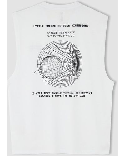Defacto Fit boxy fit unterhemd aus baumwolle mit rundhalsausschnitt und bedrucktem rücken - Weiß