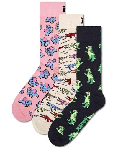 Happy Socks 3er pack unisex socken geschenkbox, gemischte farben - 41-46 - Mehrfarbig