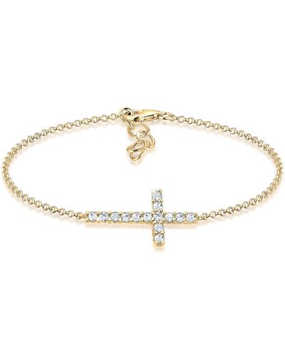 Elli Jewelry Armband kreuz glaube kristalle elegant 925 sterling silber - Mehrfarbig