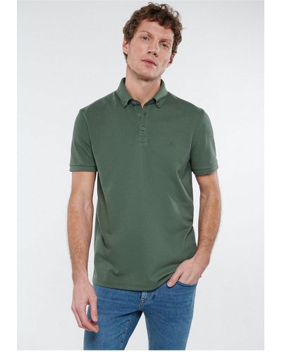Mavi Khakifarbenes polo-t-shirt, taillierter/enganliegender schnitt - Grün