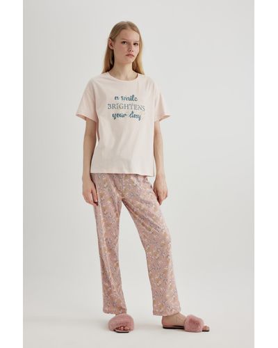 Defacto Kurzarm-pyjama-set "fall in love" mit aufdruck b6170ax24sp - Natur