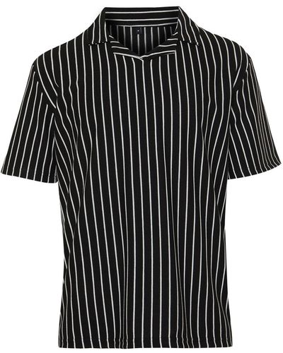 Trendyol Es t-shirt mit gestreiftem, strukturiertem polokragen im regulären/normalen schnitt - Schwarz