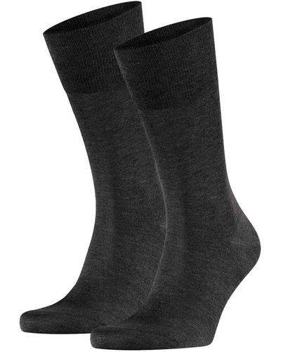 FALKE Socken 2er pack tiago, strümpfe, baumwolle, logo, lang, einfarbig - Schwarz