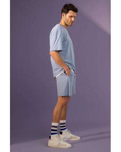 Defacto Gestrickte shorts aus 100 % baumwolle mit normaler passform - Lila
