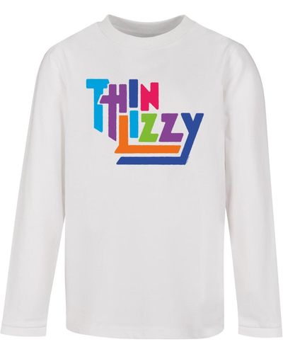 Merchcode Kids thin lizzy classic logo colours langarmshirt - Weiß