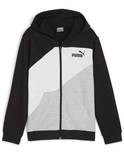 PUMA Power colourblock hoodie mit durchgehendem reißverschluss - Schwarz