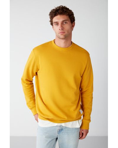 Grimelange Travis sweatshirt aus weichem stoff, reguläre passform, runder kragen, safran - Gelb