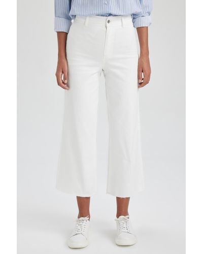 Defacto Slim flare fit culotte-jeanshose mit ausgestelltem bein und hoher taille - Weiß