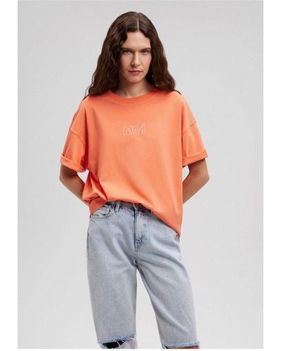 Mavi Oranges t-shirt mit logo-print übergröße / weiter schnitt-71268
