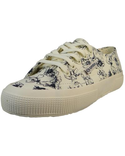 Superga Low sneaker 2750 sketched flowers s6122nw ae7 beige natural navy textil - Weiß