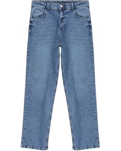 Trendyol Mittele 90er-jeans mit gerader passform , lockere jeans - Blau
