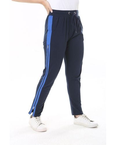 Şans Şans sporthose mit seitlicher öffnung, kombi-reißverschluss, elastischer taille und ösenspitze - Blau
