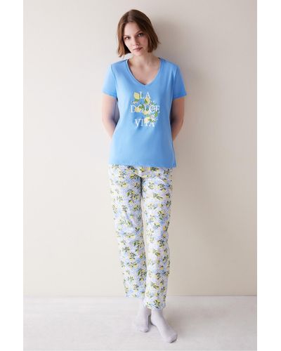 Penti Pyjama-set mit zitronener hose - Blau