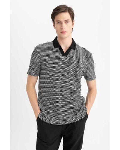 Defacto Kurzärmliges polo-t-shirt mit normaler passform b6548ax24sp - Grau