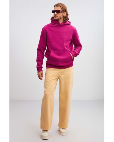 Grimelange Draco sweatshirt aus weichem stoff in übergröße mit kapuze in pflaume - Pink