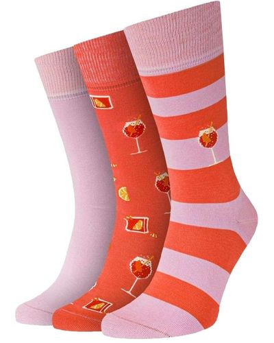 von Jungfeld Socken, 3er pack combinazione, geschenkbox, gemischte farben - Rot