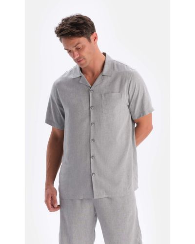 Dagi Es, kurzärmliges, gewebtes hemd mit taschendetails - Grau