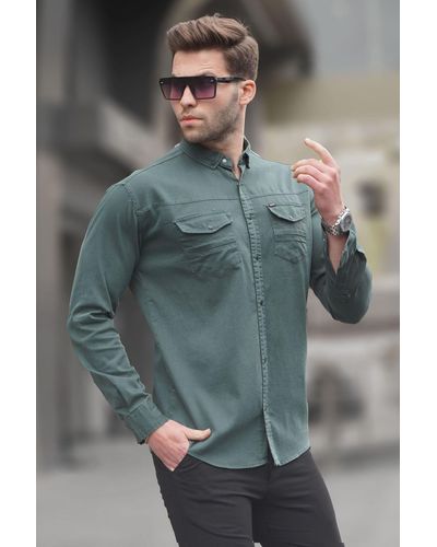 Madmext Farbenes gabardine-hemd mit bequemer passform - Grau
