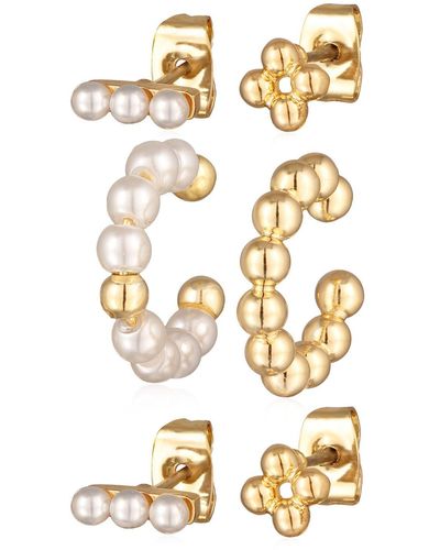 Elli Jewelry Ohrringe 4er-set ohrstecker earcuff glasperlen farbe gold - Mettallic