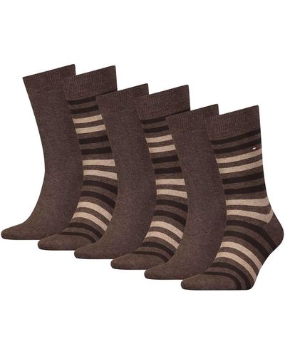 Tommy Hilfiger Socken, 6er-pack – duo stripe sock, strümpfe - Braun