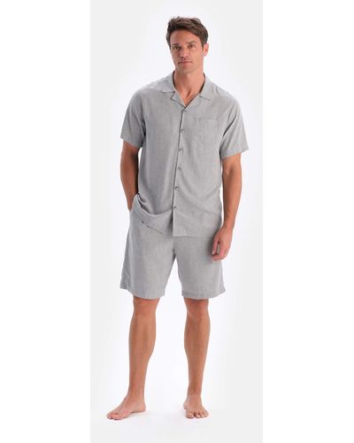 Dagi E, gewebte shorts mit tasche und schnürung - Grau