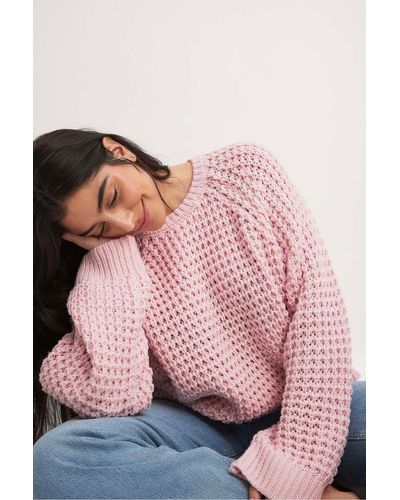 NA-KD Strickpullover mit rundhalsausschnitt - Pink