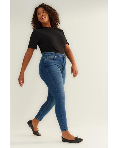 Trendyol Marineblaue, dehnbare skinny-jeans mit hoher taille