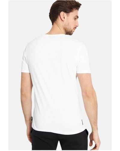 Bench Shirt unifarbenes kurzarm t-shirt leandro mit rundhalsausschnitt markenprint - Weiß