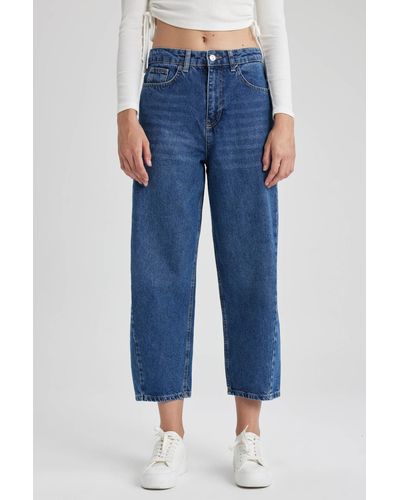 Defacto Knöchellange karotten-jeanshose aus 100 % baumwolle - Blau
