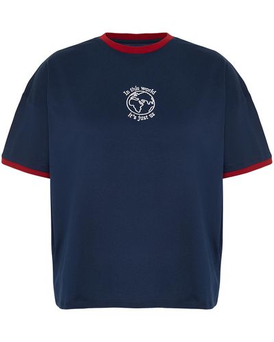 Trendyol Große größen in t-shirt oversized - 3xl - Blau